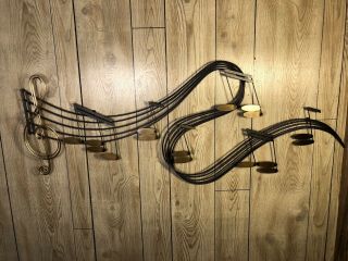 Vtg Large C Jere Mid Century Modern Metal Wall Art Sculpture Music Notes Clef 88