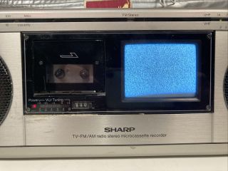 Rare Vtg Sharp 3P - 40U TV - FM/AM Radio Stereo Microcassette Recorder Boombox 2