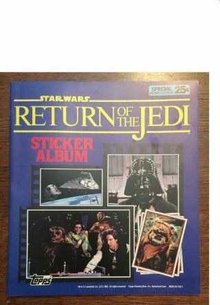 1983 Topps Panini Star Wars Return Of The Jedi Empty Sticker Album Book