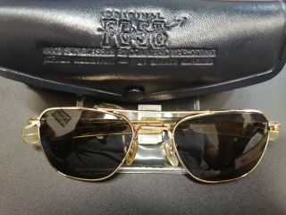 Vintage Rare Ao American Optical 5 1/2 Usa Pilot Sunglasses W/2cases