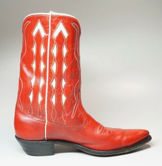 Women ' s Vintage 50s 60s USA Acme Cowboy Cowgirl Boots Red,  White Size 8.  5 EUC 6