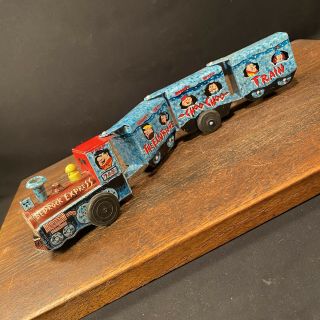 Vintage Toy Marx Flintstones Tin Litho Train Fred Barney Rubble Wind Up Japan