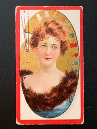1903 Bat British American Tobacco Cigarette Card Beauties Palette Girls Red Bord