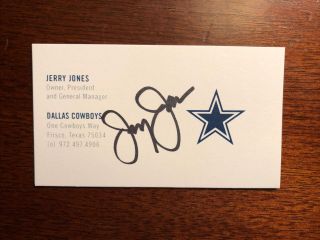 Owner Jerry Jones Signed Dallas Cowboys Football Official Business Card Jsa