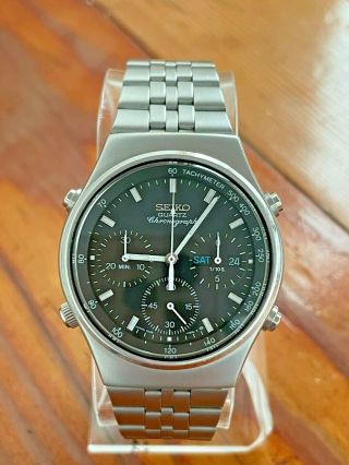December 1988 Vintage Seiko Quartz Chronograph Watch 7a38 7270
