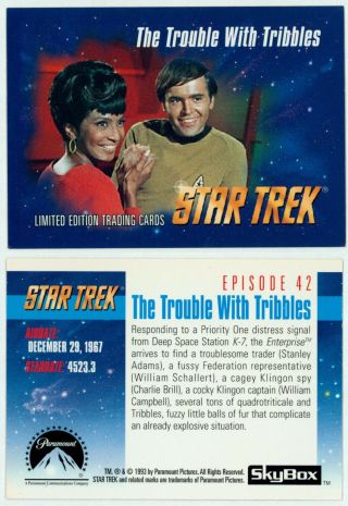 Rare 1993 Tos Star Trek Vhs Exclusive Skybox Card 42 The Trouble With Tribbles
