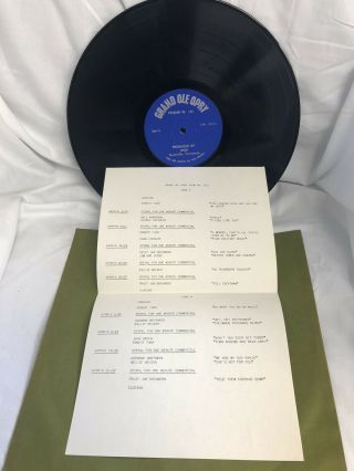 Grand Ole Opry Wsm Radio Show 154 Vinyl Lp Willie Nelson Various Artists Rare