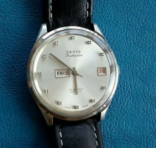 DESTA instructor Vintage Men ' s Watch 25 Jewels Incabloc Swiss Automatic VeryRare 6