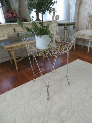 The Best Old Vintage Metal Wire Garden Basket Planter Display Stand White Folds