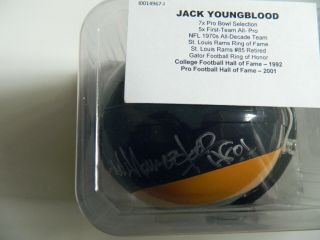 Jack Youngblood Hof La Rams Signed Mini Helmet Tristar