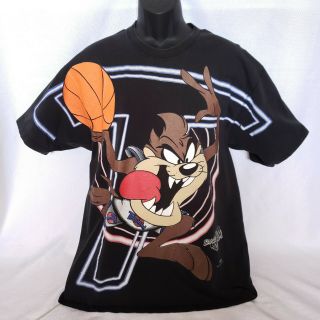 Vintage 90s Space Jam Taz Basketball Tshirt Looney Toons Freeze Warner Bros 1996