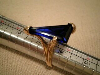 Vintage 14k Yellow Gold With Blue Stone Retro Ring 8.  30gr.
