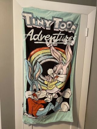 Vintage 90s Tiny Toon Adventures Looney Tunes Beach Bath Towel Babs Buster Bunny