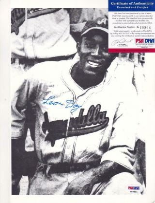 Leon Day (d.  1995) Signed 8.  5x11 Photograph Autographed Photo Negro Leagues Psa