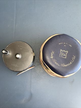 Vintage Hardy Perfect 3 5/8 " Fly Fishing Reel.  With Case Right Handed