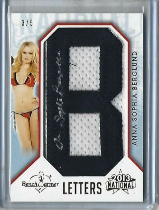 Anna Sophia Berglund 2013 Benchwarmer National Letter Patch Autograph 3/5