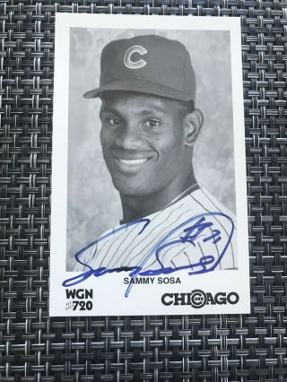 Sammy Sosa Chicago Cubs Signed Autographed 3x5 Wgn Promo Photo In Person Sig