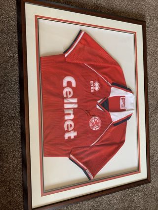 Vintage Middlesbrough Shirt Home 95/96 Signed Juninho Framed.