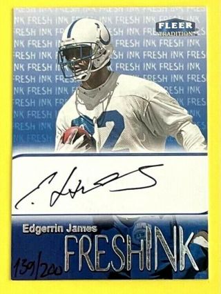 Edgerrin James 1999 Fleer Tradtion Fresh Ink Autographed Rookie Card 139/200