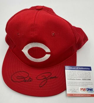 Pete Rose Signed Cincinnati Reds Snapback Hat Autographed Auto Psa/dna