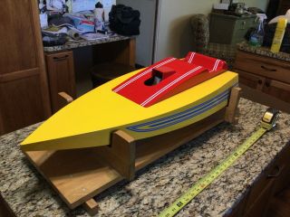 Unbranded Vintage Rc Speed Boat With Engine And Stand