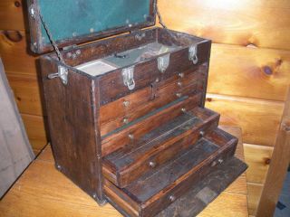 Vintage Wooden Machinist 7 Drawer Tool Box / Solid Oak Wood /1940 