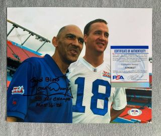 Colts - Tony Dungy Signed 8x10 Bowl Xli Photo Peyton Manning Psa/dna