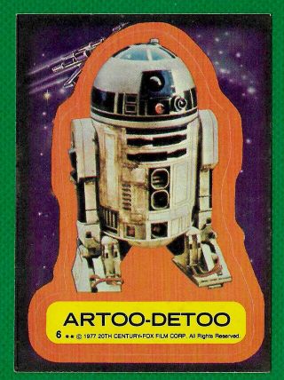 1977 Star Wars - Artoo - Detoo R2d2 Series 1 Sticker No.  6 Topps Vintage Card Ex