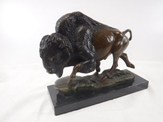 Vtg Bronze American Buffalo Bison Artist Signed And Numbered Scupture Remington?