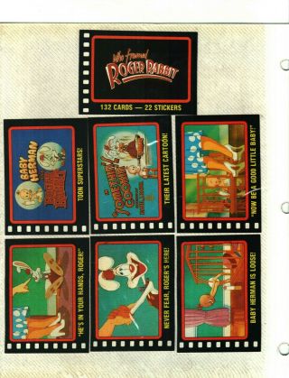 1987 Topps Who Framed Roger Rabbit Complete 132 Card And 22 Sticker Set Nm