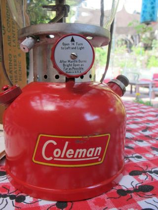 Vintage 8/58 Red Coleman Lantern 200A Orig.  Rising Sun Globe Box Paperwork 1958 3