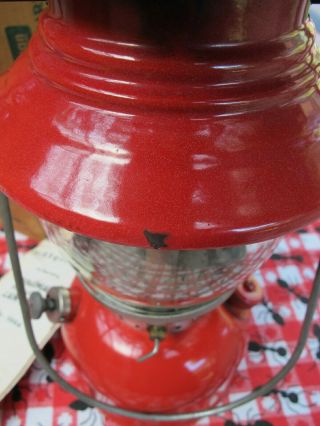 Vintage 8/58 Red Coleman Lantern 200A Orig.  Rising Sun Globe Box Paperwork 1958 4
