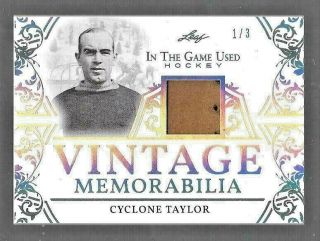 2020 - 21 Leaf Itg Hockey Vintage Memorabilia Cyclone Taylor D 1/3