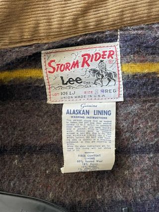 Vintage 70s Lee Storm Rider Denim Jacket Blanket Lined Coat Trucker Union 38 R 3
