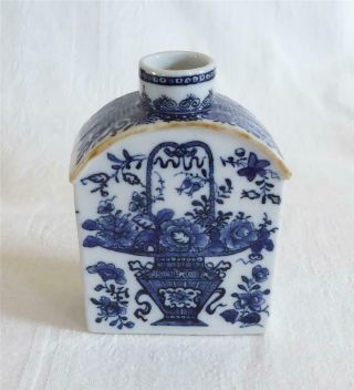 Antique Early/ Mid 18th Century Chinese Blue & White Porcelain Tea Caddy 1720 - 40
