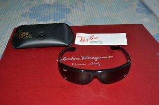 Vintage B&l Ray - Ban L2870 Npas G15 Glossy Black Ebony Balorama Wrap Sunglasses