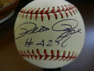 Pete Rose Signed Official Baseball W/ 4256 Inscription Small Smudge