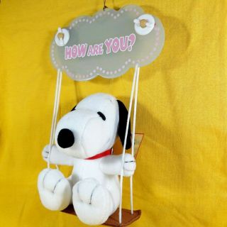 Vintage Peanuts By Schulz Snoopy Ufs Playing On Swing Plush Doll Suction Cup