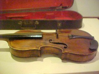 Antique / Vintage Old German Violin Antique Wooden Case & Bow