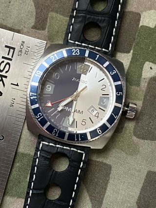 Zodiac Sea Dragon GMT Quartz Blue & Diver Dial Men ' s Vintage Watch Swiss Made 2