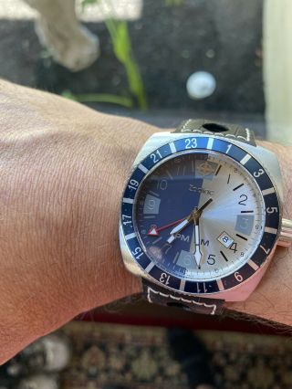 Zodiac Sea Dragon GMT Quartz Blue & Diver Dial Men ' s Vintage Watch Swiss Made 6