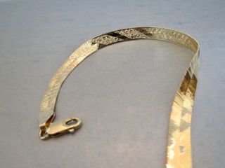 Vintage Reversible Two Finishes 14k Yellow Gold Herringbone Bracelet Florentine