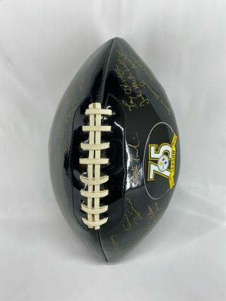 75th Pittsburgh Steelers Facsimile Autographed Signed Black Team Football