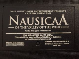 Nausicaa of the Valley of the Wind Promotional Demo Screener VHS - Ghibli Disney 3