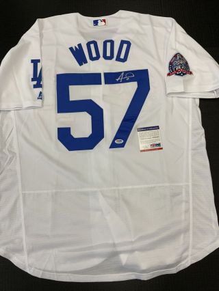 Alex Wood Signed Los Angeles Dodgers 60th Anniversary Jersey Psa Dna