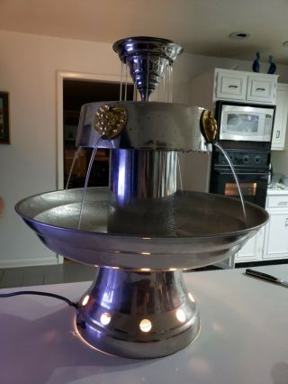 Vintage Stainless Steel Champagne Punch Fountain W/ Light