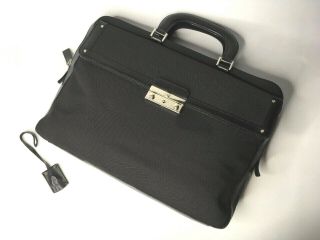 Gianni Versace Vintage Medusa Business Bag Briefcase Nylon Leather Studs Lock