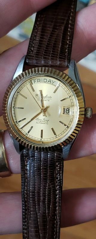 Rare Vintage Dufonte Day/date Automatic 17j Eta Cal.  2834 - 1 Men Swiss Made Watch