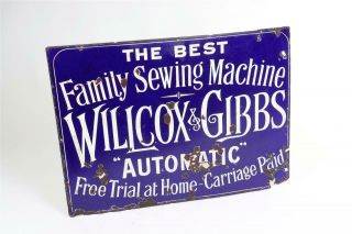 Vintage C1890 " Wilcox & Gibbs " Sewing Machine Enamel Sign 2105