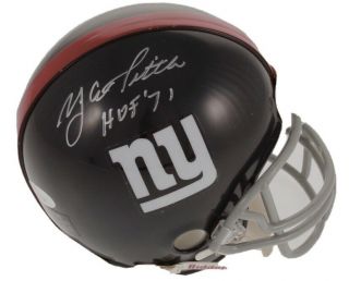 Autographed Y.  A.  Tittle Ny Giants Throwback Mini Helmet Inscribed “hof - 71” (jsa)